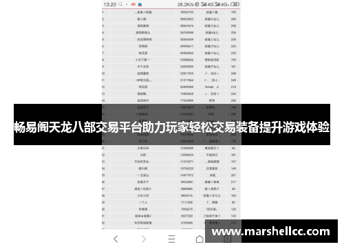 畅易阁天龙八部交易平台助力玩家轻松交易装备提升游戏体验